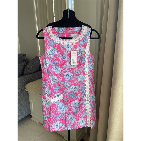LILLY PULITZER GINGE SHIFT ROMPER 100% COTTON FLORAL ROXIE...